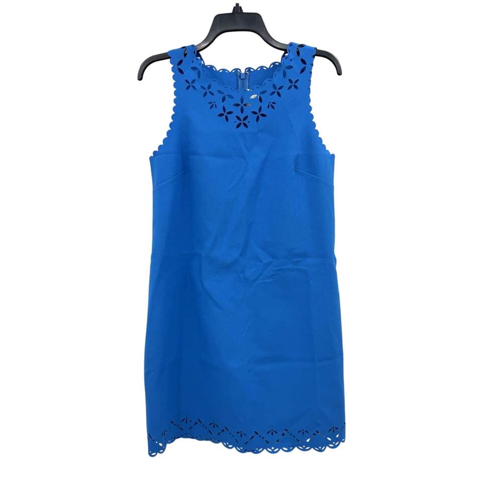 J.Crew Size 8 Blue Scalloped Laser Lattice Cut Sleeveless Dress